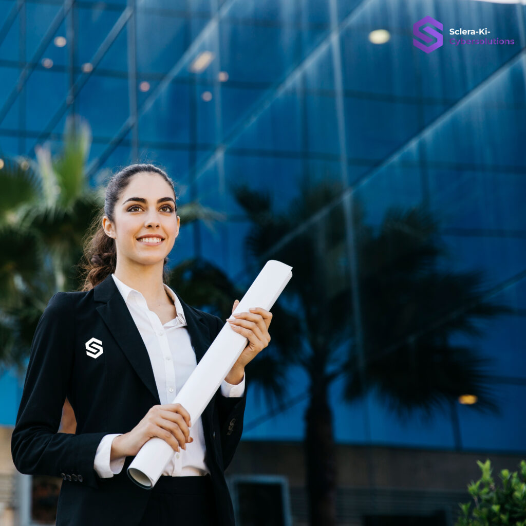 Businesswoman consulting on digital strategy and Cybersolutions.