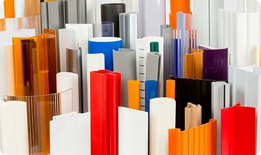 Colorful, stacked rectangles/material samples